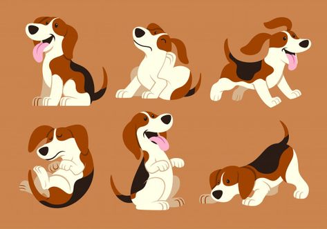 Beagle dog cartoon set Premium Vector | Premium Vector #Freepik #vector #family #dog #cartoon #animal Beagle Funny, Beagle Art, Cute Beagles, Dog Cartoon, 강아지 그림, Dog Vector, Puppy Names, Beagle Puppy, Beagle Dog