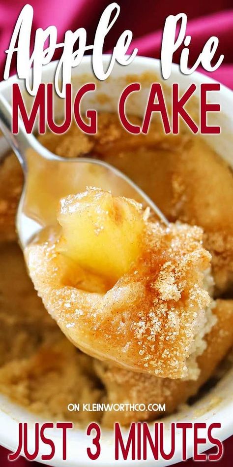 Apple Cobbler In A Mug, Apple Pie Mug Cake, Apple Mug Cake, Mug Cake Easy, Easy Quick Desserts, Mug Dessert Recipes, Microwave Mug Recipes, Fruit Sweets, Dessert In A Mug