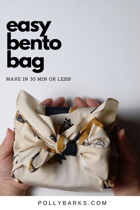 Easy bento bag tutorial - under 30 minutes! — Polly Barks Easy Bento, Kotak Bento, Bag Sewing Tutorial, Bento Bag, Bento Bags, Whip It, Rice Bags, Bread Bags, Beginner Sewing