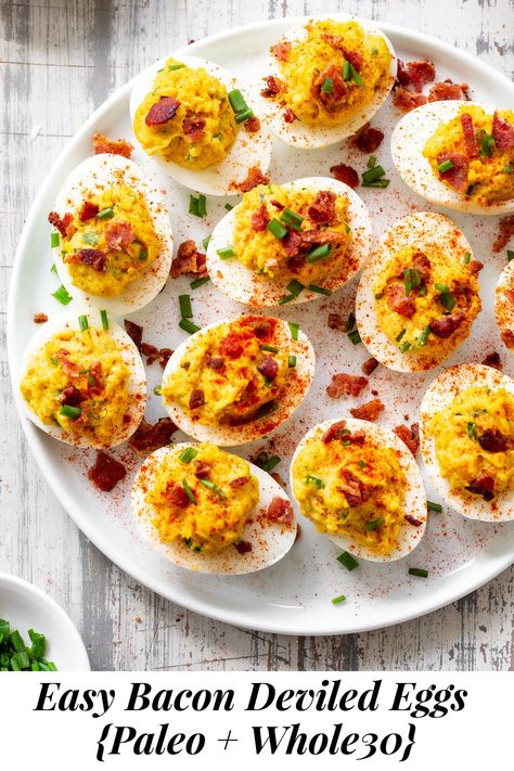 Paleo Deviled Eggs, Bacon Deviled Eggs Recipe, Memorial Day Recipes, Healthy Deviled Eggs, Easter Deviled Eggs, From Sea To Shining Sea, Deviled Eggs Recipe Classic, Paleo Appetizers, Pumpkin Risotto