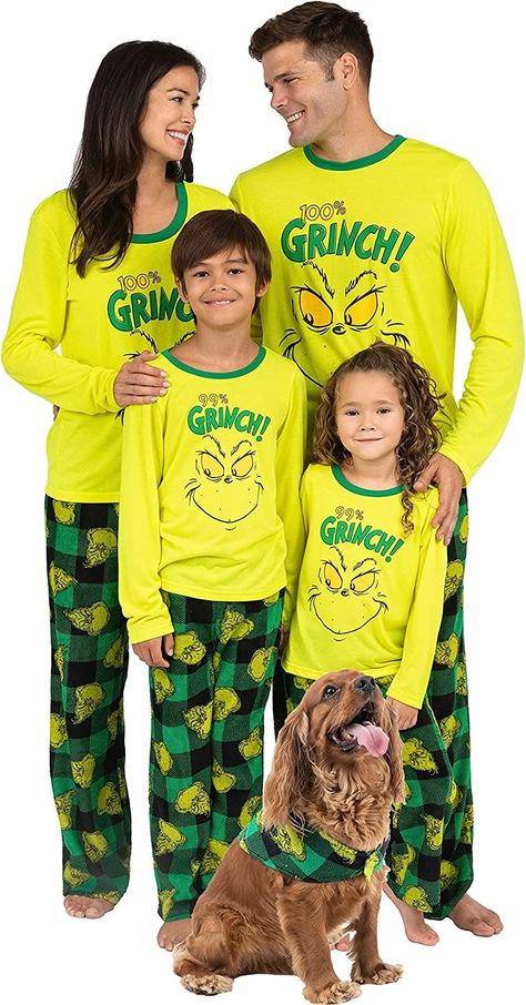 Dr Seuss Christmas, Grinch Costumes, Grinch Pajamas, Christmas Jammies, Plaid Dog Bandana, Adult Pajamas, Mens Pajamas Set, Best Pajamas, Matching Family Pajamas