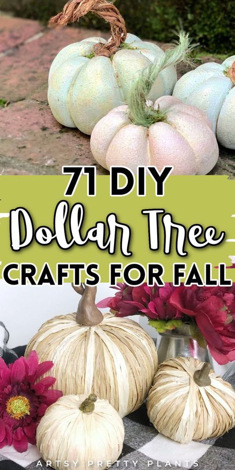 Decorate your home for fall with easy tutorials for DIY crafts you can make with Dollar Tree supplies. These are the best, quick and easy fall craft tutorials! There are creative ideas for pumpkins, candles, garlands and more! Dress up your home in style and on a budget, so you can create a cozy place in your house this season! Ideas For Pumpkins, Dollar Tree Craft Ideas, Tree Craft Ideas, Diy Dollar Tree Crafts, Crafts For Fall, Dollar Tree Fall Decor Diy, Decoupage Pumpkins, Dollar Tree Pumpkins, Fall Decor Diy Crafts