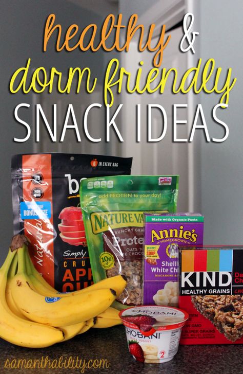 Dorm friendly snack ideas! These healthy snacks are perfect for college dorms or apartment living! College food hacks and ideas! College Snack Ideas, Healthy College Snacks, Dorm Snacks, College Food Hacks, College Snacks, Dorm Food, Healthy College, College Food, Healthy Foods To Make