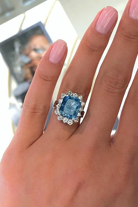 Radiant Halo Engagement Ring, Engagement Ring Sapphire, Radiant Halo, Trendy Rings, Popular Engagement Rings, Ring Sapphire, Best Engagement Rings, Wedding Forward, Trendy Ring