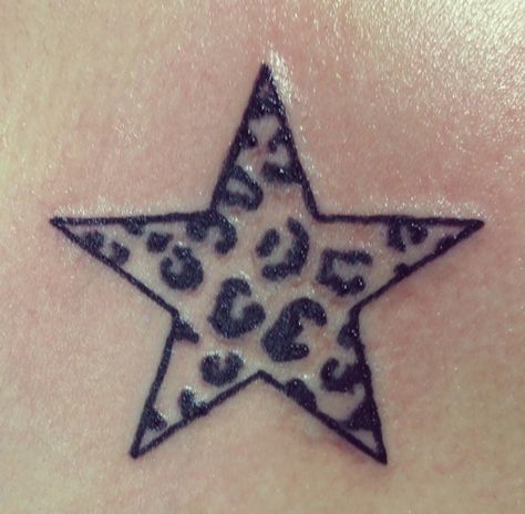 Cheetah Print Tattoos, Leopard Print Tattoos, Cheetah Tattoo, Funky Tattoos, Sharpie Tattoos, Star Tattoo Designs, Tattoos For Black Skin, Star Tattoo, Pretty Tattoos For Women