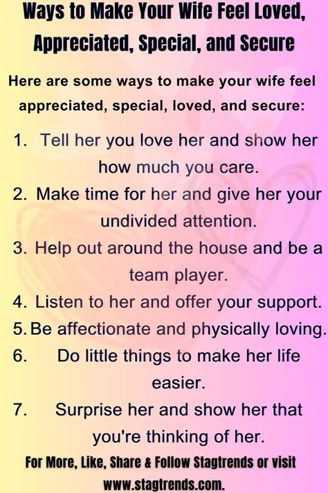 Ways to Make Your Wife Feel Loved, Appreciated, Special, and Secure Ways To Love Your Wife, Appreciate Your Wife, Communication In Relationships, Marriage Prayers, Skull Quote, Romantic Questions, Love Wife, Love Your Wife, Marriage Prayer