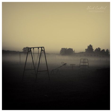 Haunted - playground by BlackCocktail on deviantART Dark Playground, Creepy Playground, Haunted Playground, Melancholic Art, Spooky Photography, Park Swings, Spooky Pictures, Horror Photography, Best Flower Pictures