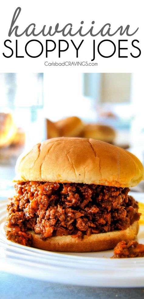 30 Minute Hawaiian Sloppy Joes smothered in the most delicious sweet and tangy Hawaiian BBQ Sauce your whole family will love! Incredibly easy, make ahead and great for crowds! Sweet Sloppy Joes, Chicken Gumbo Soup, Sloppy Joe Recipe Easy, Homemade Sloppy Joe Recipe, Sloppy Joes Easy, Sloppy Joe Recipe, Gumbo Soup, Chicken Gumbo, Hawaiian Bbq