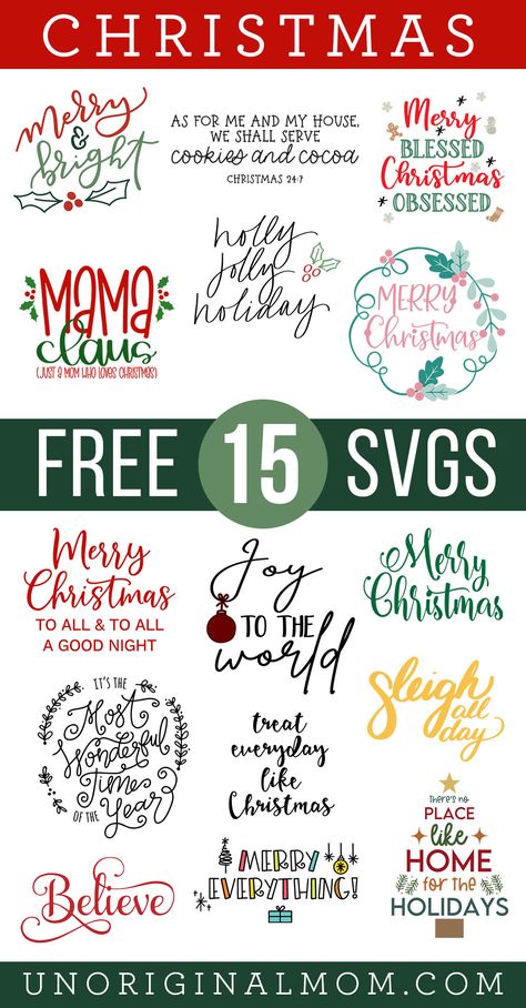 Merry and Bright SVG + Free Christmas Cut Files - unOriginal Mom Holiday Svg Free, Free Svg Files For Cricut Christmas Shirts, Svg Free Christmas, Cricut Apps, Christmas Svg Files Free, Merry And Bright Svg, After Christmas Sales, Christmas Svgs, Cricut Christmas Ideas