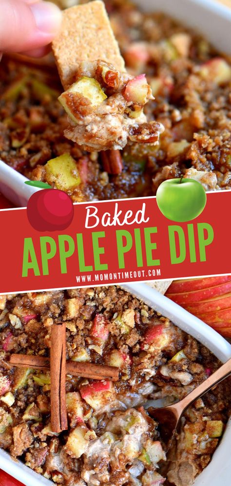 Apple Pie Dip Recipe, Apple Pie Dip, Easy Baked Apples, Dessert Dip Recipes, Dessert Apple, Pie Dip, Mom On Timeout, Fall Appetizers, Apple Dessert