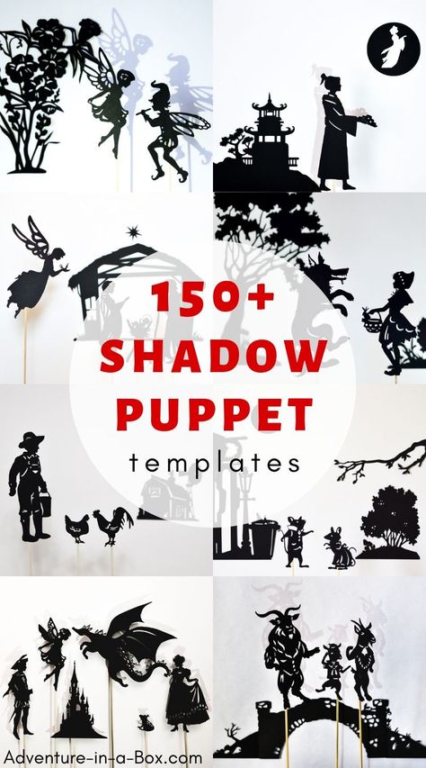 A big collection of shadow puppet templates to print and make – setting up a shadow play at home will be easy and fun! #shadowpuppets #shadowplay #homeschool #homeschooling Shadow Puppets Templates, Shadow Puppets With Hands, Diy With Kids, 3d Tiskárna, Teaching Theatre, Shadow Theatre, Puppet Patterns, Paper Puppets, Puppet Theater