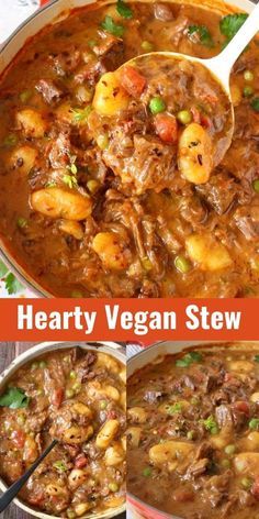 Hearty Vegan Dinner, Vegan Hearty Soup, Hearty Vegan Meals, Savory Vegan Dinner, Vegetarian Soups And Stews, Savory Vegan Meals, Vegan Stew Recipes, Resep Vegan, Whole Foods Plant Based