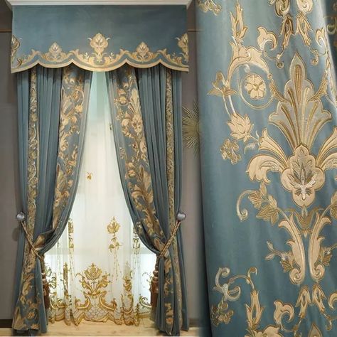 Victorian Curtains, Wallpaper Damask, Classic Curtains, Vinyl Room, Luxury Embroidery, Velvet Embroidery, Velvet Drapes, Cheap Curtains, Plain Curtains