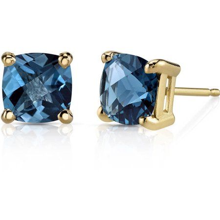 2.25 Carat T.G.W. Cushion-Cut London Blue Topaz 14kt Yellow Gold Stud Earrings, Women's, Size: Small Tanzanite Studs, London Blue Topaz Earrings, Jewelry Questions, Shine Jewelry, Tanzanite Earrings, Gold Cushions, Blue Topaz Earrings, Topaz Earrings, Swiss Blue Topaz