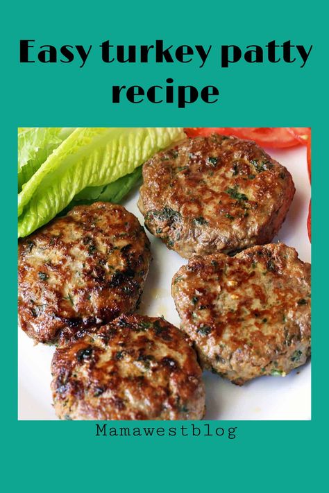 Easy healthy turkey patty recipe – Mama West Turkey Patties Healthy, Turkey Patties Recipe, Ground Turkey Patties Recipes, Ground Turkey Patties, Turkey Mince Recipes, Recipe Ingredients List, Turkey Patties, Patty Recipe, Empanada Recipe