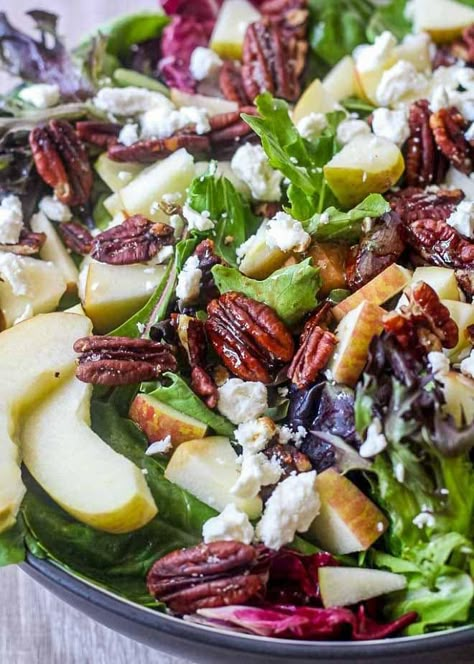 Salad With Goat Cheese, Thanksgiving Salad, Slender Kitchen, Pecan Salad, Walnut Salad, Apple Salad, Goat Cheese Salad, Feta Salad, Perfect Thanksgiving