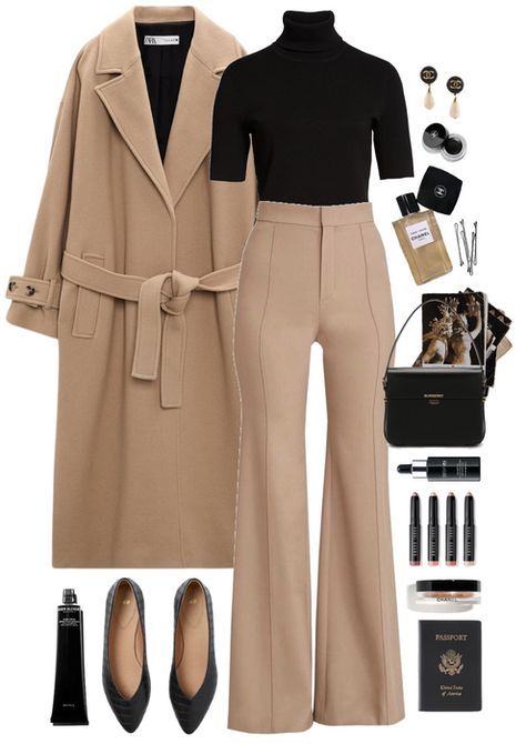 Neutral Tone Work Outfits, Black And Beige Outfits For Women, Beige And Black Outfits For Women, Cream And Black Outfits, Khaki And Black Outfit, Nude And Black Outfit, Nude Color Outfits, Black And Khaki Outfit, Nude Outfits Classy