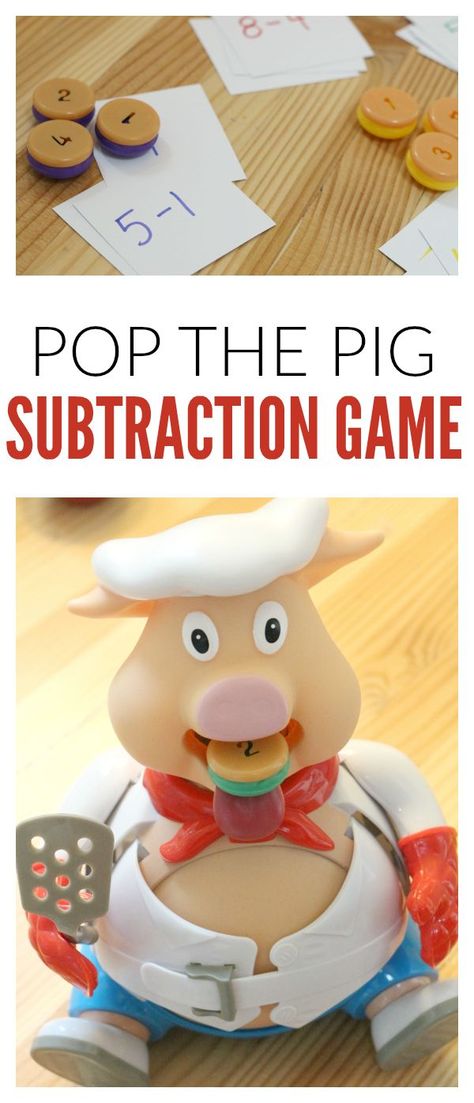 math game subtraction with pop the pig Numeracy Preschool, Math Counting Games, Maths In Nature, Subtraction Games, Creative Math, Maths Games, Maths Ideas, Time Activity, Learn Math