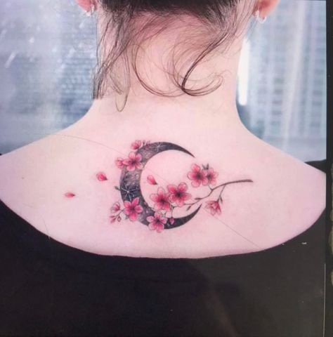 Tato 3d, Tattoos For Women Flowers, Moon Tattoo Designs, Blossom Tattoo, Cherry Blossom Tattoo, Girly Tattoos, Body Modifications, Creative Tattoos, Mini Tattoos