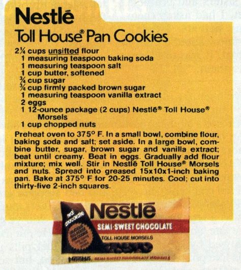 Toll House Pan Cookie Recipe, Nestle Toll House Pan Cookies, Tollhouse Cookie Bars, Chocolate Chip Pan Cookies, Tollhouse Cookie Recipe, Nestle Toll House Cookies, Tollhouse Chocolate Chip Cookies, Tollhouse Cookies, Nestle Chocolate