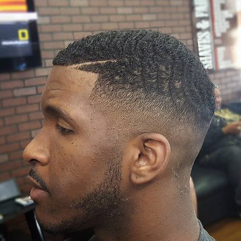 Waves With Fade Men's Haircut Ideas  Mens Short Haircuts, Haircuts for Men, Hairstyles for Men Haircuts For Black Men, Types Of Fade Haircut, Black Haircut Styles, Fade Haircut Styles, Mohawk Hairstyles Men, Waves Haircut, Black Hair Cuts, Taper Fade Haircut, Black Men Haircuts