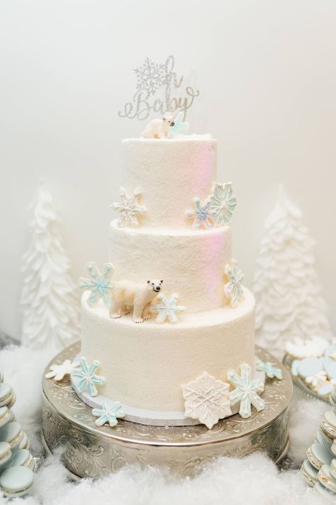 Winter Polar Bear Baby Shower Cake, Winter Wonderland Gender Reveal Cake, Winter Gender Reveal Cake, Baby It's Cold Outside Baby Shower Cake, Blue Winter Baby Shower Ideas, Winter Baby Shower Cakes Girl, Winter Baby Shower Cake Boy, Polar Bear Baby Shower Theme Boy, Snowflake Baby Shower Cake