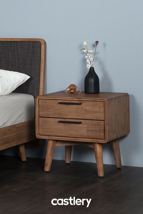 Bedside Table Live Edge, Side Table With Door, Bed Side Table Storage, Simple Bed Side Table Ideas, Bedsides Design, Bedside Table Wooden, Wooden Side Tables Bedroom Modern, Side Bed Ideas, Wooden Bed Side Table Design