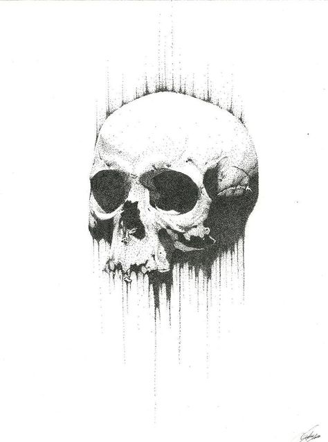 Skull Art Inspiration, Skull Ink Drawing, Skull Stippling, Skull Pointillism, Half Skull Drawing, Pointilism Tattoos, Sideways Skull, Skull Dotwork, Pointillism Tattoo