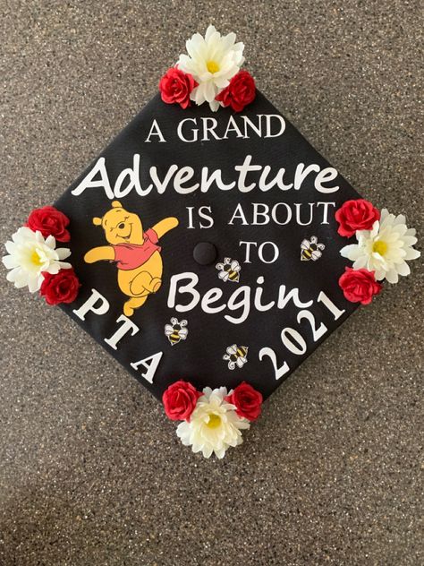 Winnie The Pooh Graduation Cap Ideas, Winnie The Pooh Graduation Party, Graduation Cap Designs Winnie The Pooh, Disney Graduation Cap Ideas College, Physical Therapy Graduation Cap, Winnie The Pooh Graduation Cap, Disney Graduation Cap Designs, Winnie The Pooh Graduation, Funny Graduation Cap Decoration