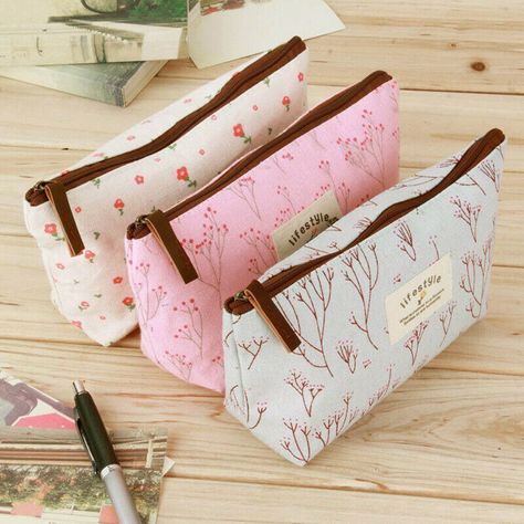 Diy Pencil Case, Diy Makeup Storage, Canvas Pencil Case, Diy Pencil, Makeup Storage Bag, School Pencils, Pouch Purse, Pencil Pen, Makeup Tool