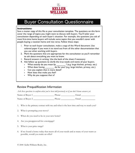 buyer-consultation-questionnaire by Conord Consulting Services via Slideshare Real Estate Buyers Guide, House Buying, Chicago University, First Home Buyer, Home Buying Checklist, Real Estate Buyers, Real Estate Career, Masters In Business Administration, The Close