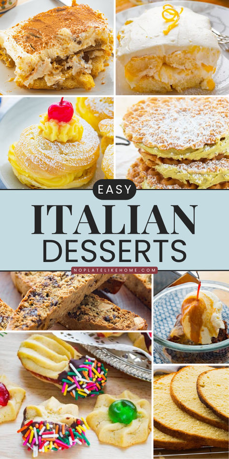 These Easy Italian Dessert Recipes are what you need for your dessert table ideas! These recipes are easy to make sweet treats from scratch perfect for any occasion. Save this pin! Easy Italian Deserts, Easy Italian Desserts For A Crowd, Italian Dessert Ideas, Dessert For Italian Dinner, Healthy Italian Desserts, Italian Inspired Desserts, Easy Italian Recipes Dessert, Easy Italian Dessert Recipes, International Dessert Recipes