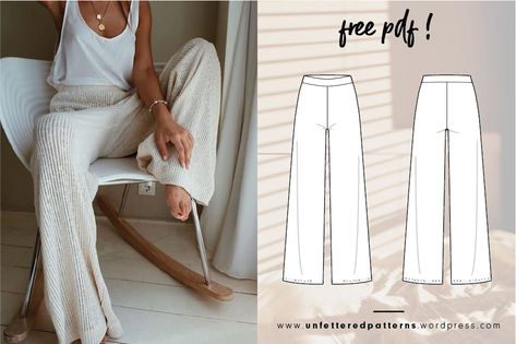 Women Pants Pattern, Free Pdf Sewing Patterns, Sewing Projects Clothes, Diy Vetement, Sew Ins, Free Sewing Pattern, Pants Sewing Pattern, Couture Mode, Diy Sewing Pattern