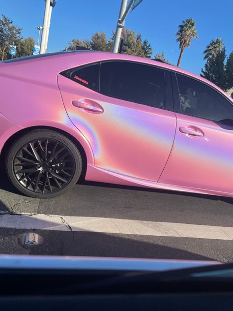 Pink Chrome Wrap Car, Pink Iridescent Car Wrap, Pink Glitter Car Wrap, Pink Car Mods, Car Color Ideas, Pink Wrapped Car, Pink Corolla, Iridescent Car Wrap, Holographic Car Wrap