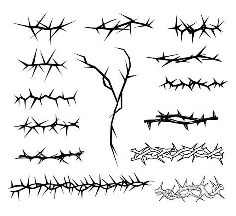 Thorns Tattoo Vector (EPS, SVG) Forearm To Finger Tattoo, Spiky Vines Tattoo, Thorn Tramp Stamp, Thorns Wrist Tattoo, Thorn Vine Drawing, How To Draw Thorns, Thorn Finger Tattoo, Thorn Silhouette, Thorn Branch Tattoo