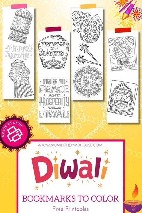 Celebrate Diwali with these free printable bookmarks to color! A creative and fun craft for kids and adults alike. Brighten up your books with festive designs. Perfect for sharing or gifting this Diwali! 🎉🖍️#DiwaliCrafts #FreePrintables Free Printable Bookmarks To Color, Printable Bookmarks To Color, Bookmarks To Color, Free Printable Bookmarks, Happy Lights, Winter Activities For Kids, Coloring Bookmarks, Printable Bookmarks, Festive Crafts