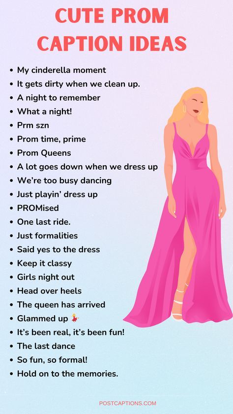 Day Of Prom Checklist, Insta Captions For Dress Pic, Prom Captions For Instagram Friends, Prom Night Captions For Instagram, Cinderella Captions For Instagram, Prom Post Captions, Prom Ig Captions, Prom Quotes For Instagram, Night Party Captions Instagram