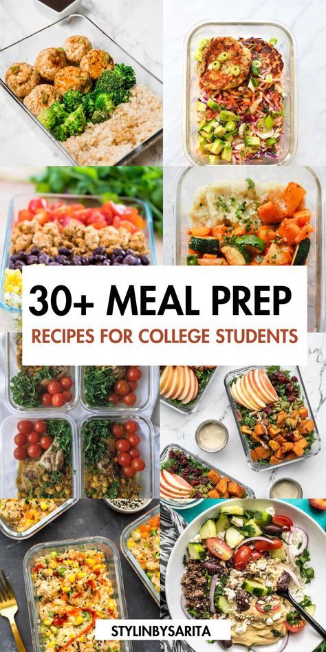 meal prep ideas for college students Good Meal Prep Ideas, College Student Meals, Healthy Student Meals, College Cooking Recipes, College Meal Planning, Cheap Healthy Lunch, Student Meals, Healthy College Meals, Affordable Meal Prep