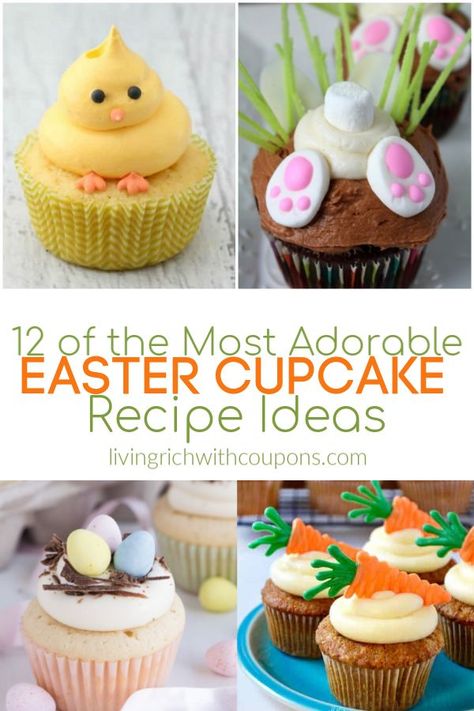 Here are 12 of the most adorable Easter cupcake recipe ideas!  Make these cute and delicious treats for your Easter celebration. #eastercupcakeideas #easter #cupcakes Cupcake Recipe Ideas, Easter Cupcake Recipes, Succulent Cupcakes, Easter Cupcake, Salad Buah, Cupcake Decoration, Easter Desserts Recipes, Easter Baking, Easy Cheesecake Recipes