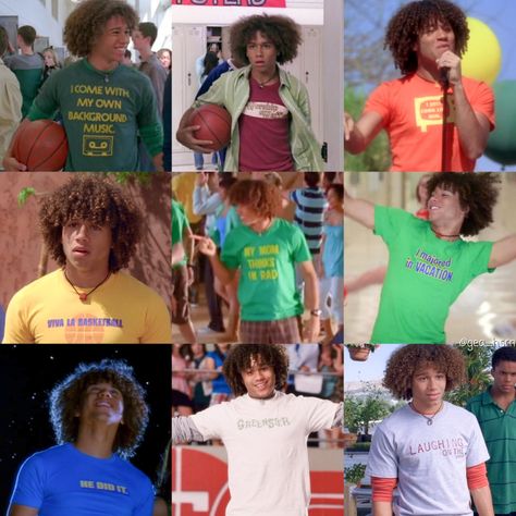 Early 2000s Aesthetic Men, Aaron Samuels Mean Girls, Chad Hsm, High School Musical Black Guy, Highschool Musical Chad, High School Musical Chad And Ryan, Chad Danforth, Iconic Shirts, Highschool Musical