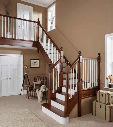 Walnut Stairs, Walnut Staircase, Stairs And Hallway Ideas, Staircase Designs, Timber Staircase, Tiled Hallway, Stairs Ideas, New Staircase, Newel Posts