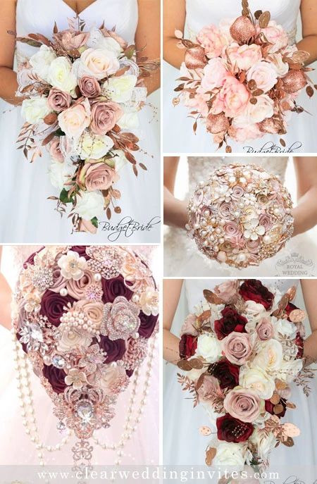 Rose Gold And Ivory Wedding Theme, Rose Gold Wedding Centerpieces Diy, Red Rose Gold Wedding, White And Rose Gold Wedding Dress, Rose Gold Wedding Theme Decorations, Winter Wedding Rose Gold, Wedding Bouquets Rose Gold, Rose Gold And Burgundy Wedding Theme Decor, Rose Gold Veil