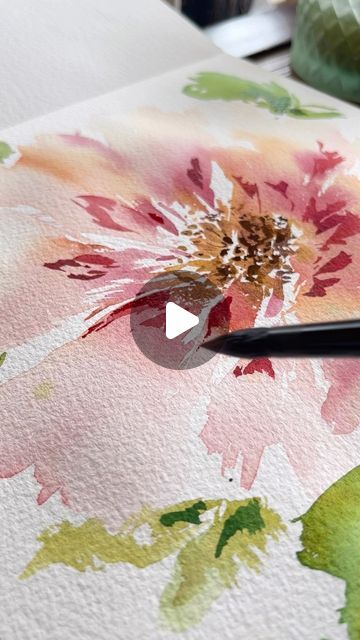 Abstract Watercolor Paintings Tutorials, Abstract Watercolor Flower, Loose Watercolor Flowers, Painting Flowers Tutorial, Peony Art, Watercolor Flowers Tutorial, Floral Watercolor Paintings, Creative Bookmarks, Peony Painting