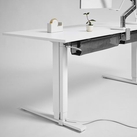 Sit Stand Desk Cable Management | Humanscale Table Cable Management, Desk Hardware, Under Desk Cable Management, Desk Cable Management, Cable Management Desk, Smart Desk, Corporate Offices, Home Office Layout, Desk Legs