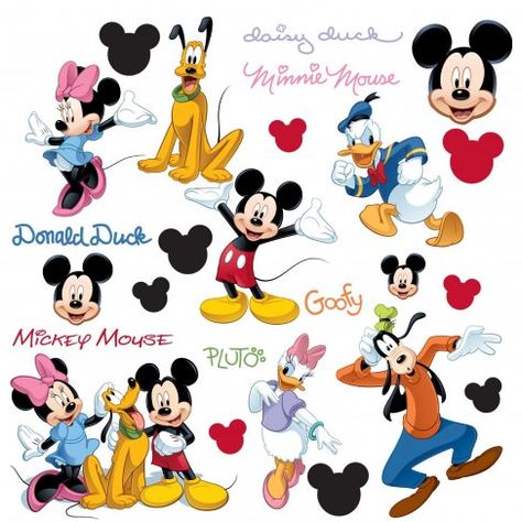 RoomMates Mickey and Friends Peel & Stick Wall Decal. $9.99 Minnie Mouse Wall Decals, Mickey Mouse Wall Decals, Mickey Mouse Wall, Animation Disney, New Mickey Mouse, Mickey Mouse Head, Disney Wall, Mickey Mouse Wallpaper, Disney Mouse