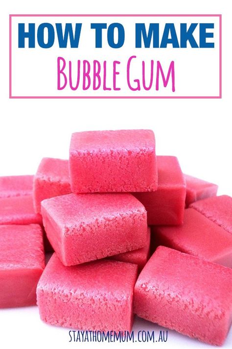 Homemade Bubble Gum, Vacation Cocktails, Gum Recipe, Homemade Caramel Recipes, Homemade Brownie Mix, How To Make Bubbles, Homemade Bubbles, Kid Experiments, Candy Recipes Homemade