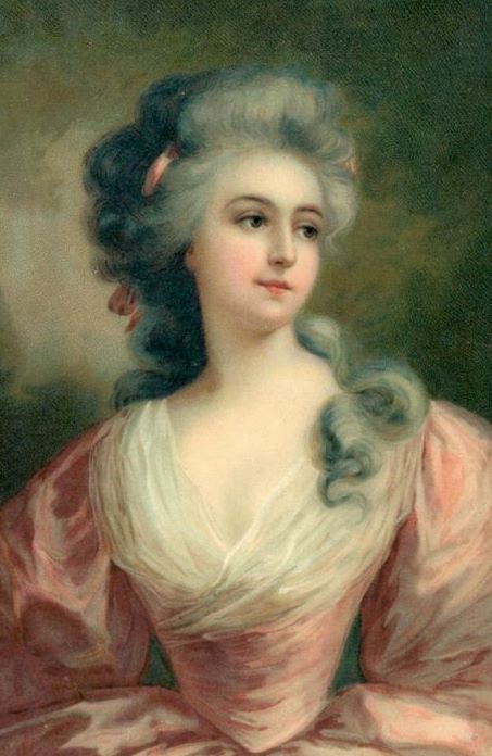 bumble button: Romantic French and English Paintings of women of the late 1700's Ladies of the 18th century from antique postcards and prints 18th Century Hair, Hair Pulled Back, 18th Century Portraits, Romantic Paintings, Romantic Woman, 18th Century Fashion, Kirsten Dunst, Antique Postcard, Marie Antoinette