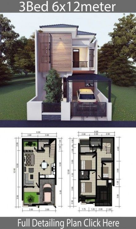 Rumah Moden, Narrow House Plans, Two Story House Design, 2 Storey House Design, Two Story House, Modern Small House Design, A Small House, Duplex House Plans, تصميم للمنزل العصري