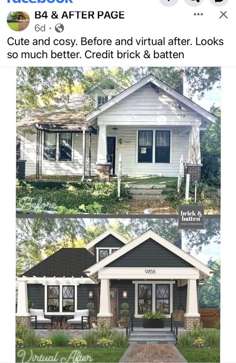 Exterior House Renovation, Ranch House Exterior, House Makeovers, House Before And After, Exterior House Remodel, Bungalow Exterior, A Small House, Home Exterior Makeover, Exterior Renovation