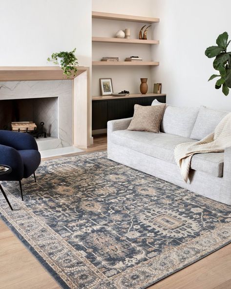 Dark blue sofa living room